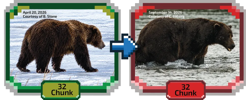 32 Chunk, photographed in July and again in September